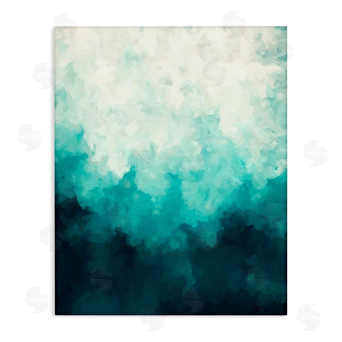 Alpenglow Workshop Blue & Green Abstract Underwater Sea Waves Bubbles  Stretched Canvas Wall Art Print
