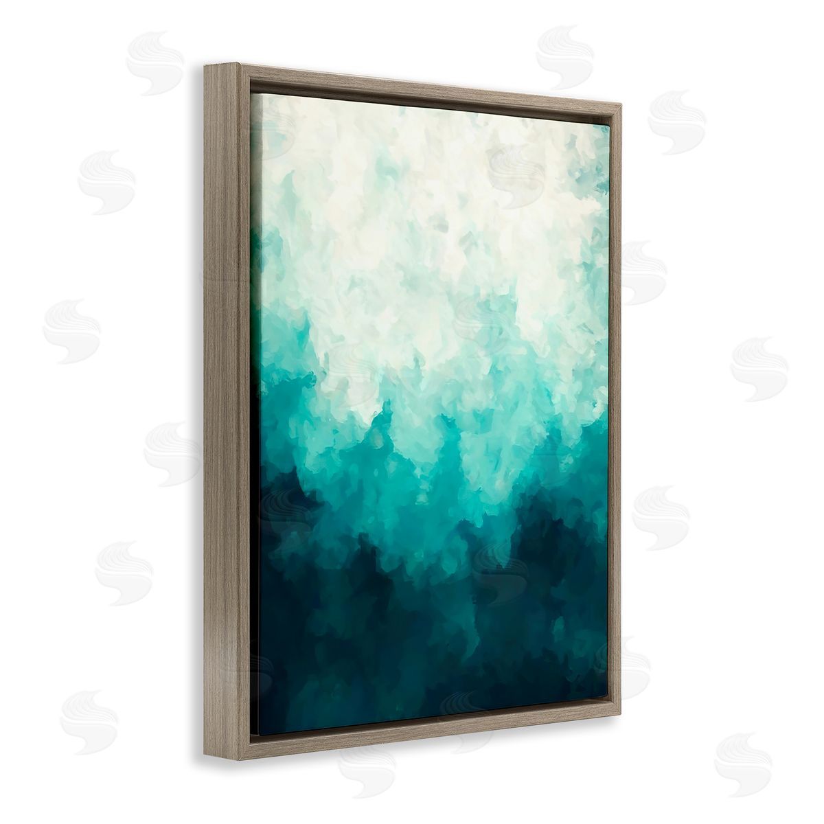 Alpenglow Workshop Blue & Green Abstract Underwater Sea Waves Bubbles  Brown Floating Frame Canvas Wall Art Print