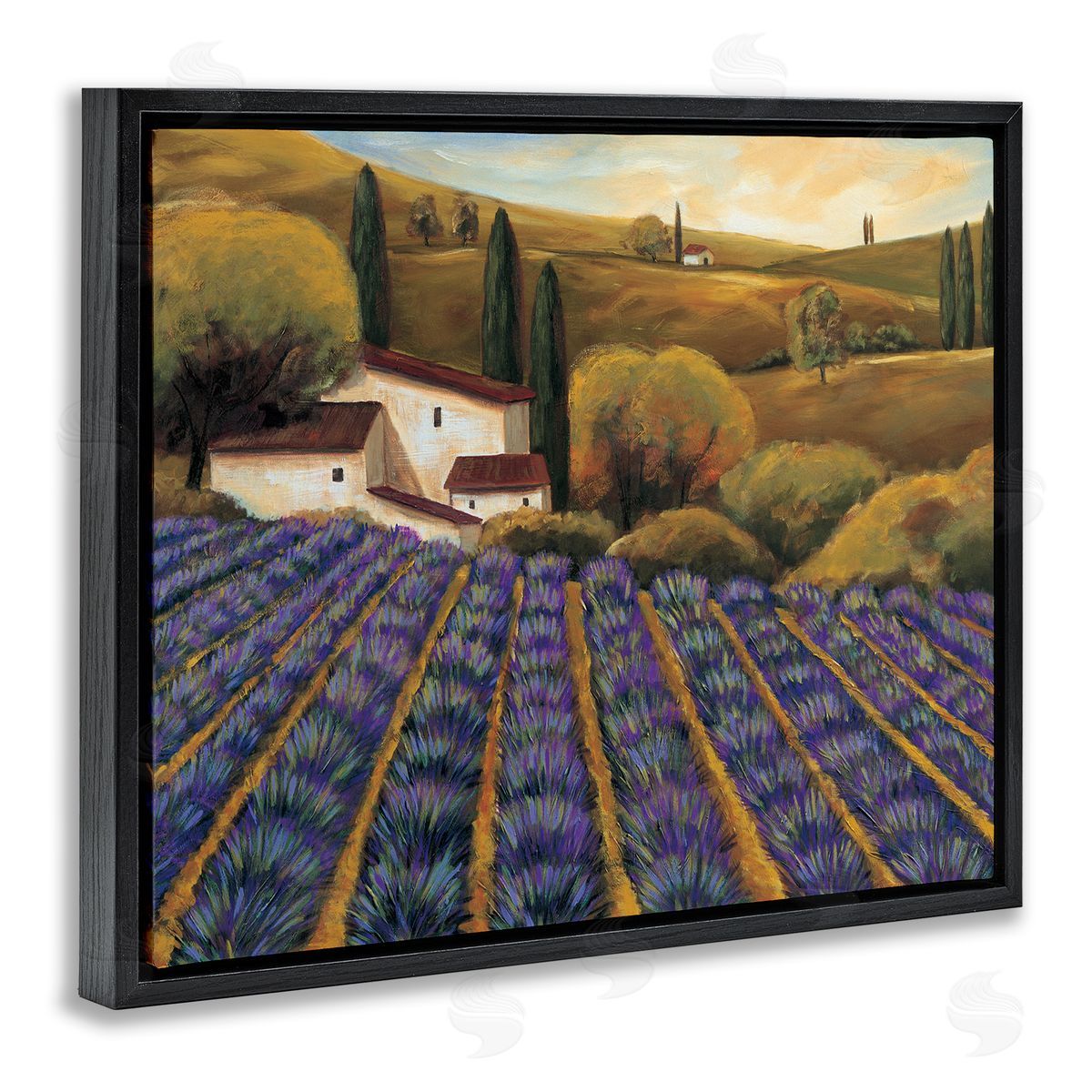 Michael Cooper Secluded Purple Vegetal Harvest Farm Meadow Sky  Black Floating Frame Canvas Wall Art Print