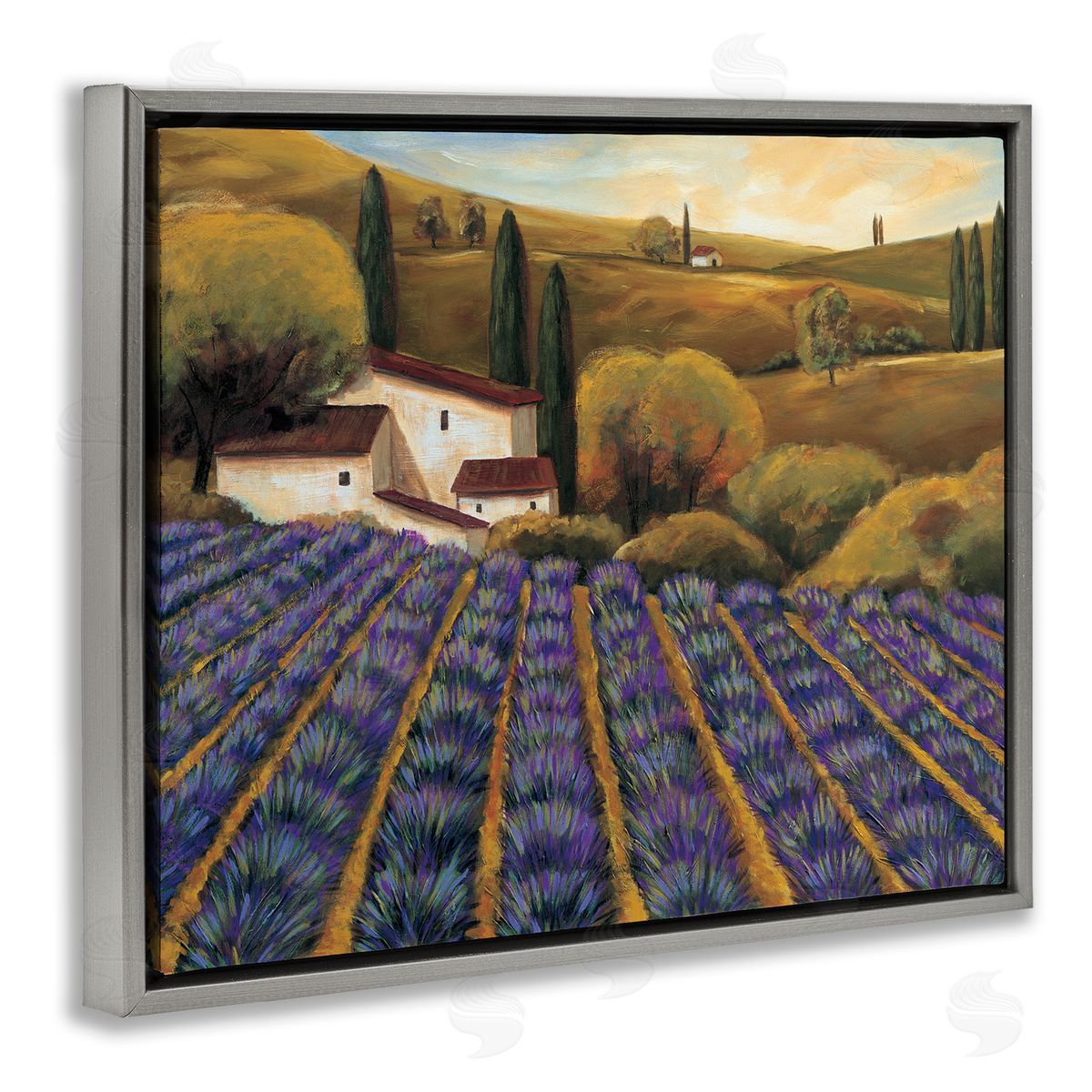 Michael Cooper Secluded Purple Vegetal Harvest Farm Meadow Sky  Gray Floating Frame Canvas Wall Art Print