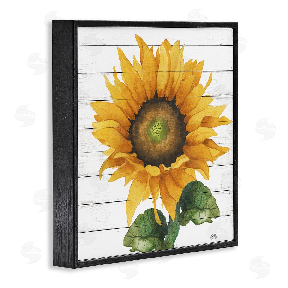 Elizabeth Medley Yellow Sunflower Blossom Bold Petals Rustic Design Black Framed Glicee Wall Art Print