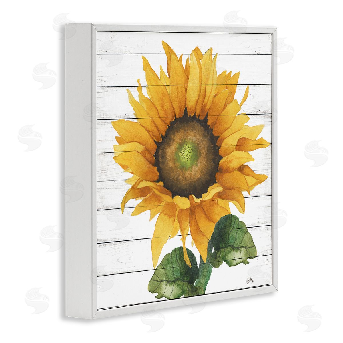 Elizabeth Medley Yellow Sunflower Blossom Bold Petals Rustic Design White Framed Glicee Wall Art Print