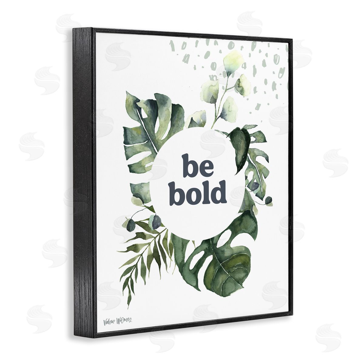 Valerie Wieners Be Bold Phrase Text Botanical Leaf   Black Framed Giclee Wall Art Print