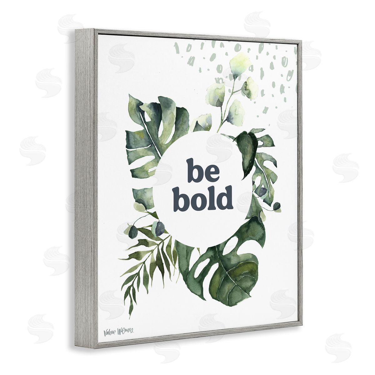 Valerie Wieners Be Bold Phrase Text Botanical Leaf   Gray Framed Giclee Wall Art Print