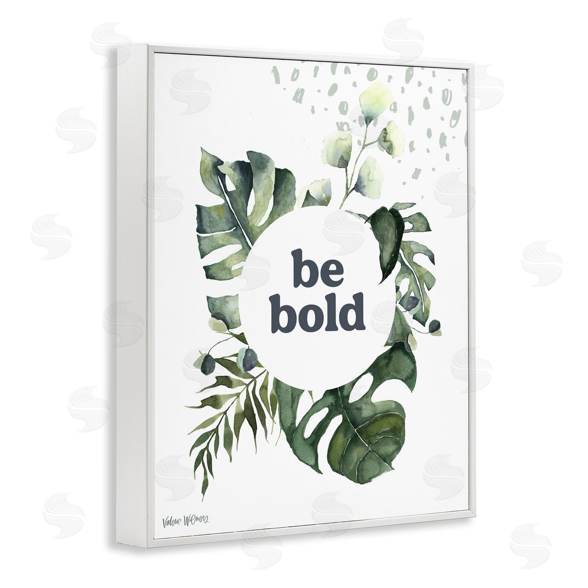 Valerie Wieners Be Bold Phrase Text Botanical Leaf   White Framed Giclee Wall Art Print