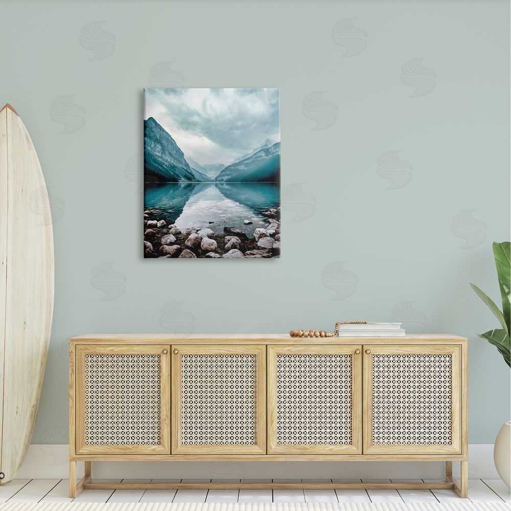 Alpenglow Workshop Breathtaking Rocky River Scenery Blue Mountain Peaks  Canvas Wall Art Print in Room