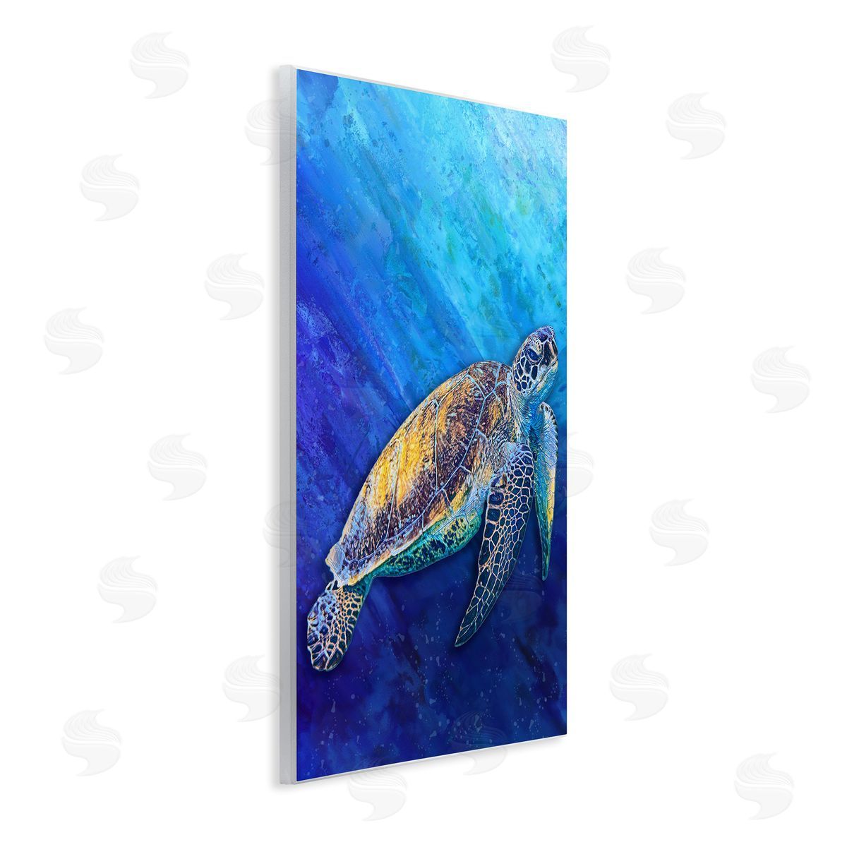Alpenglow Workshop Sea Turtle Swimming Deep Blue Ocean Under Water  Wall Plaque Art Print