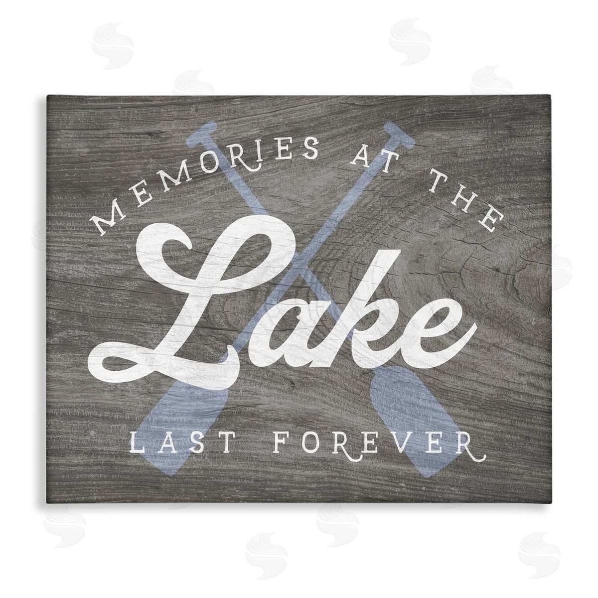 Stupell Studio Memories at Lake Phrase Rustic Boat Ores  Stretched Canvas Wall Art Print