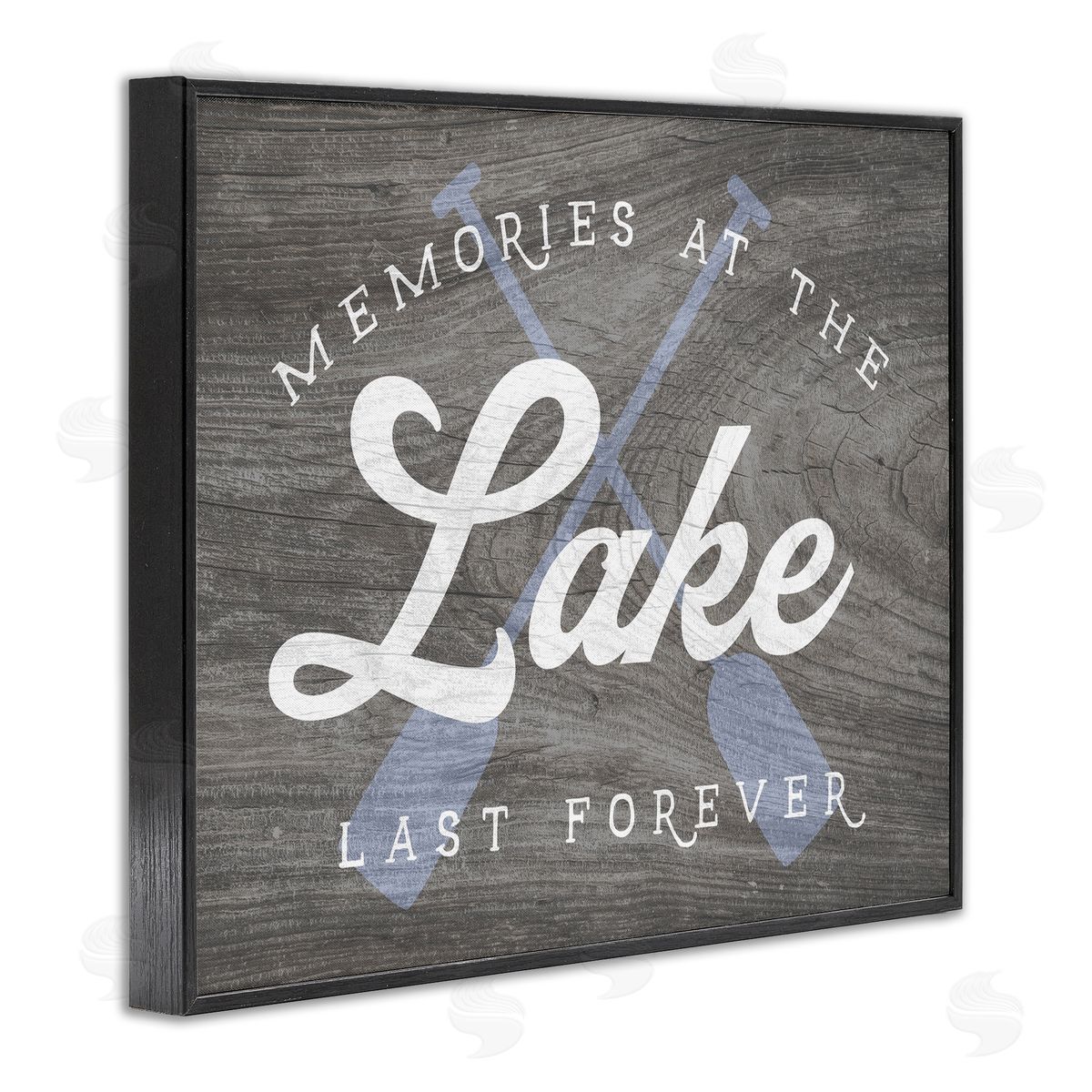 Stupell Studio Memories at Lake Phrase Rustic Boat Ores  Black Framed Giclee Wall Art Print
