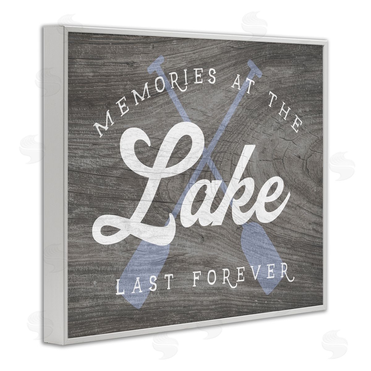 Stupell Studio Memories at Lake Phrase Rustic Boat Ores  White Framed Giclee Wall Art Print