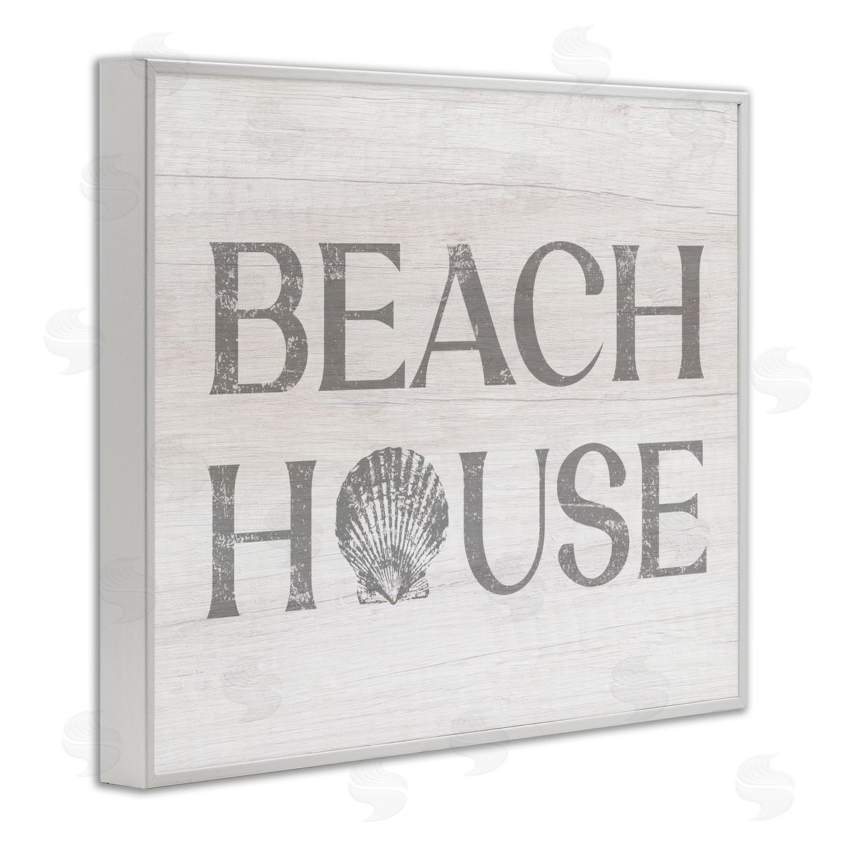 Stupell Studio Beach House Text Vintage Clam Seashell  White Framed Giclee Wall Art Print