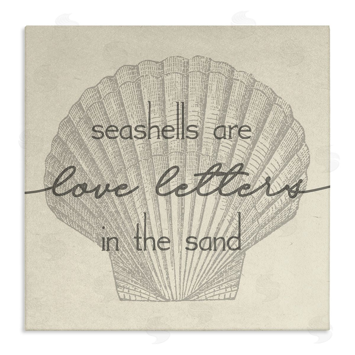Stupell Studio Seashells are Love Letters Etched Beach Quote Drawing  Stretched Canvas Wall Art Print