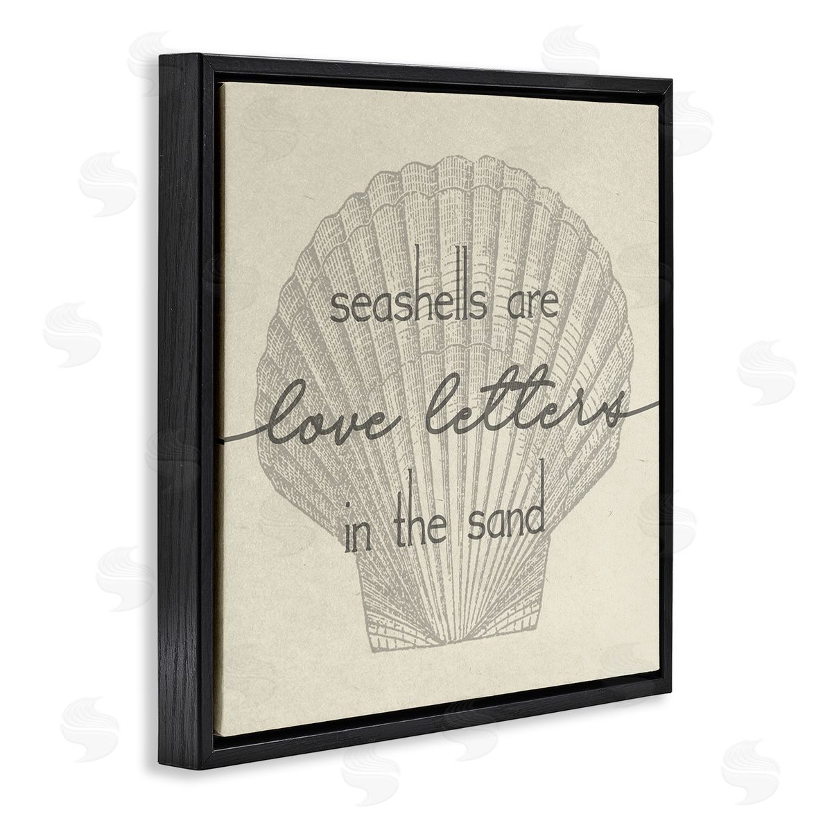 Stupell Studio Seashells are Love Letters Etched Beach Quote Drawing  Black Floating Frame Canvas Wall Art Print