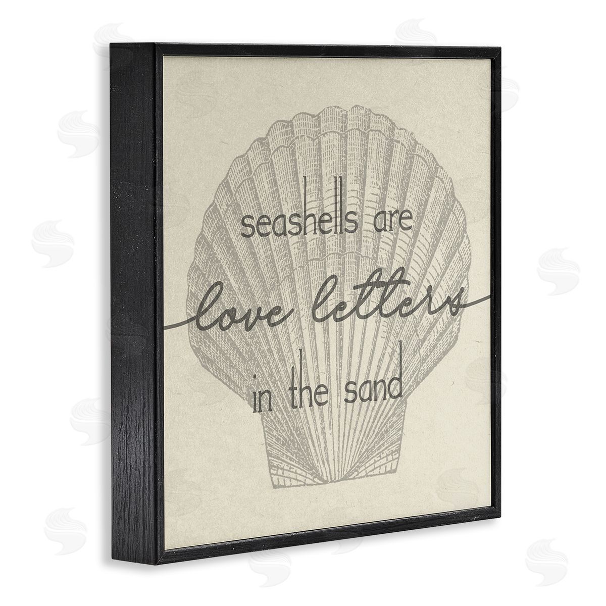 Stupell Studio Seashells are Love Letters Etched Beach Quote Drawing  Black Framed Glicee Wall Art Print