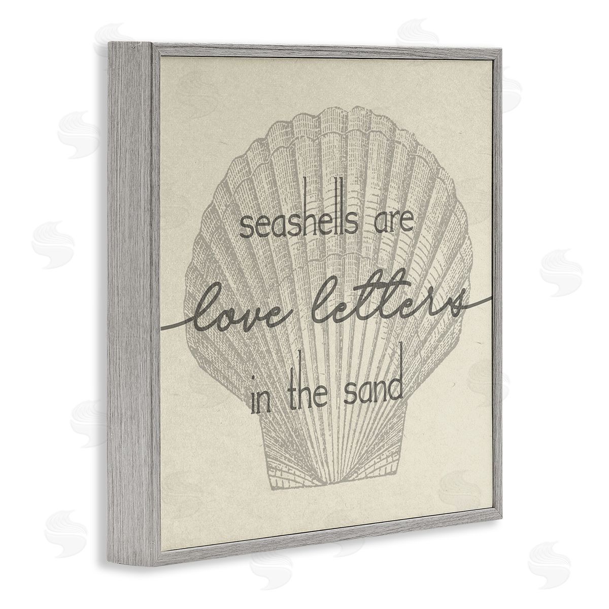 Stupell Studio Seashells are Love Letters Etched Beach Quote Drawing  Gray Framed Glicee Wall Art Print