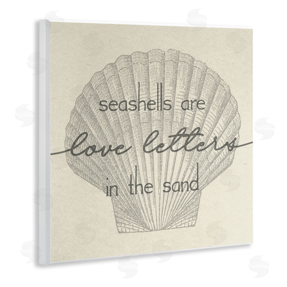 Stupell Studio Seashells are Love Letters Etched Beach Quote Drawing  Wooden Wall Plaque Art Print