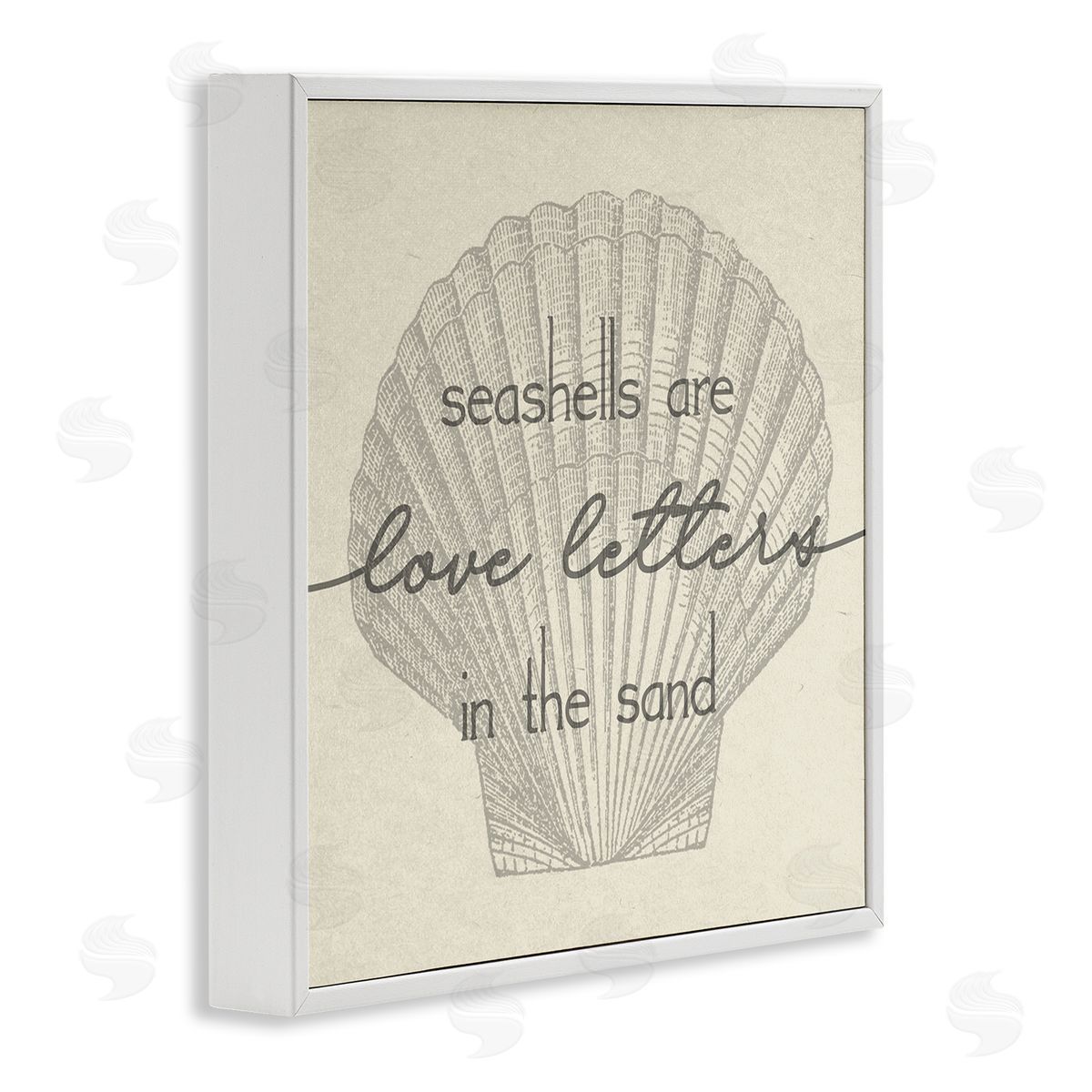 Stupell Studio Seashells are Love Letters Etched Beach Quote Drawing  White Framed Glicee Wall Art Print