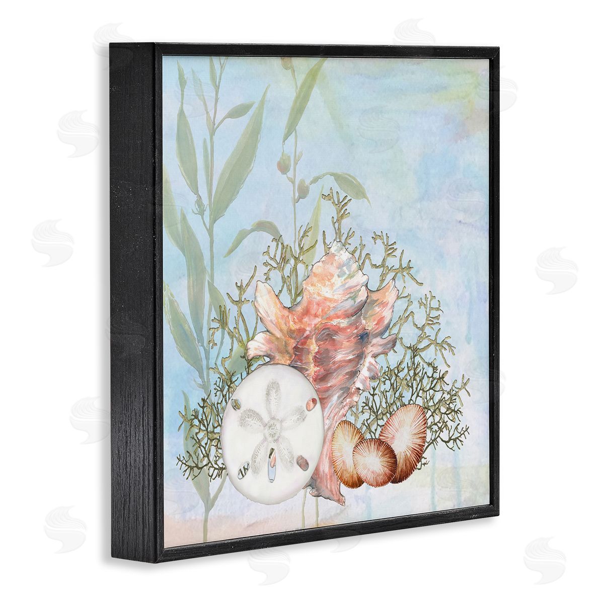 Diannart Sea Life Coral Seashells Botanicals Underwater Ocean Black Framed Glicee Wall Art Print
