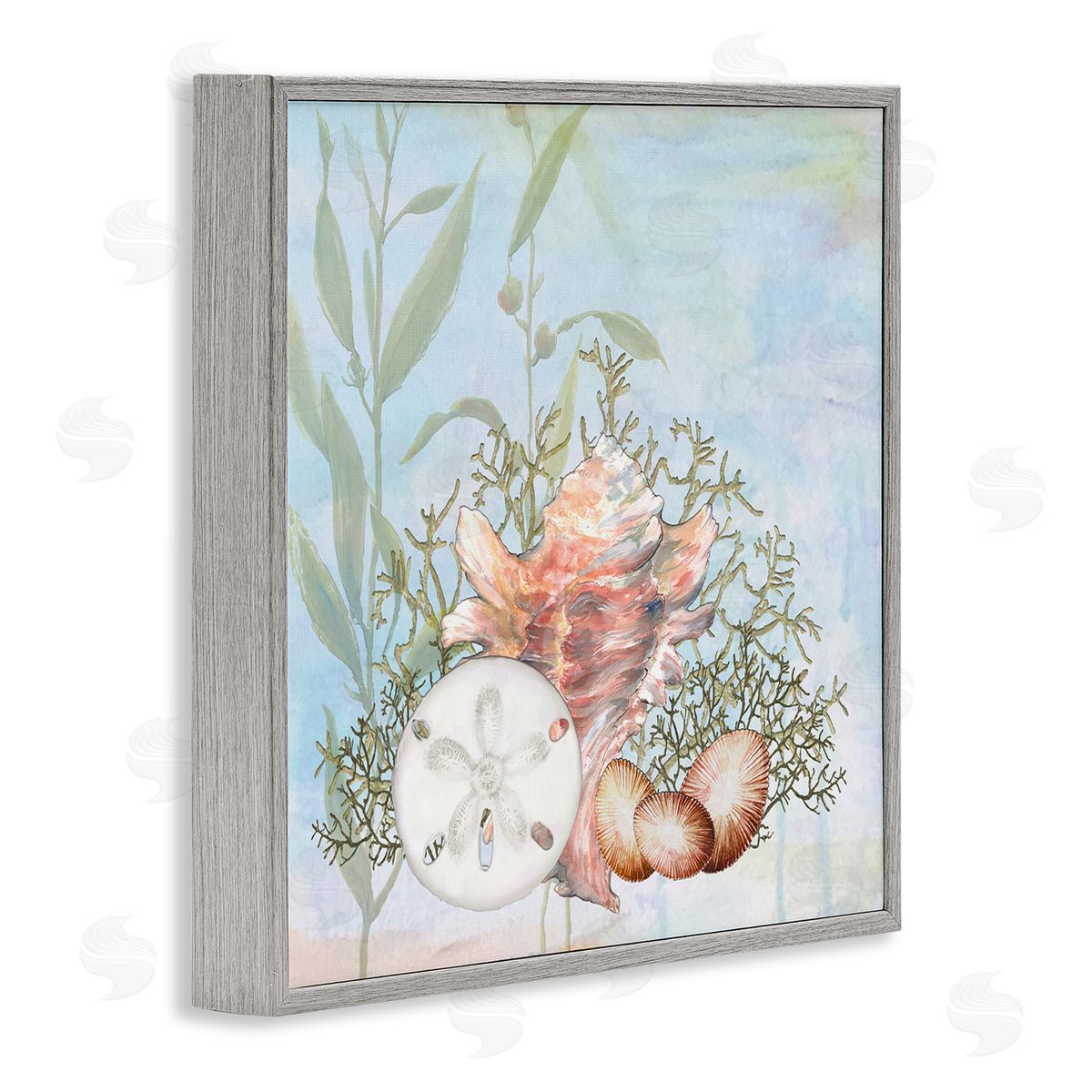 Diannart Sea Life Coral Seashells Botanicals Underwater Ocean Gray Framed Glicee Wall Art Print