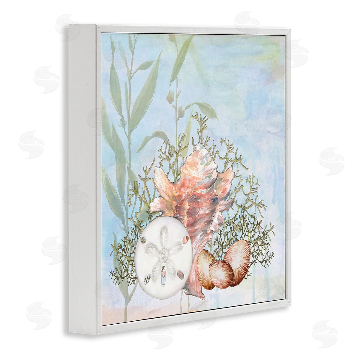 Diannart Sea Life Coral Seashells Botanicals Underwater Ocean White Framed Glicee Wall Art Print