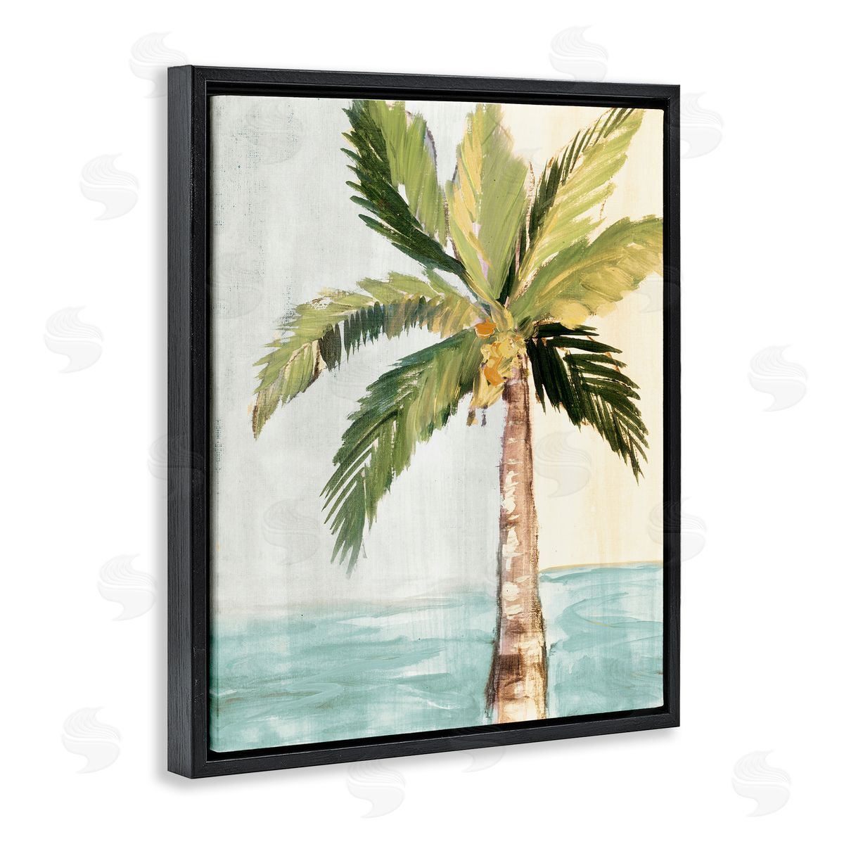 Robin Maria Palm Tree Leaves Tropical Summer Breeze Beach Black Floating Frame Canvas Wall Art Print