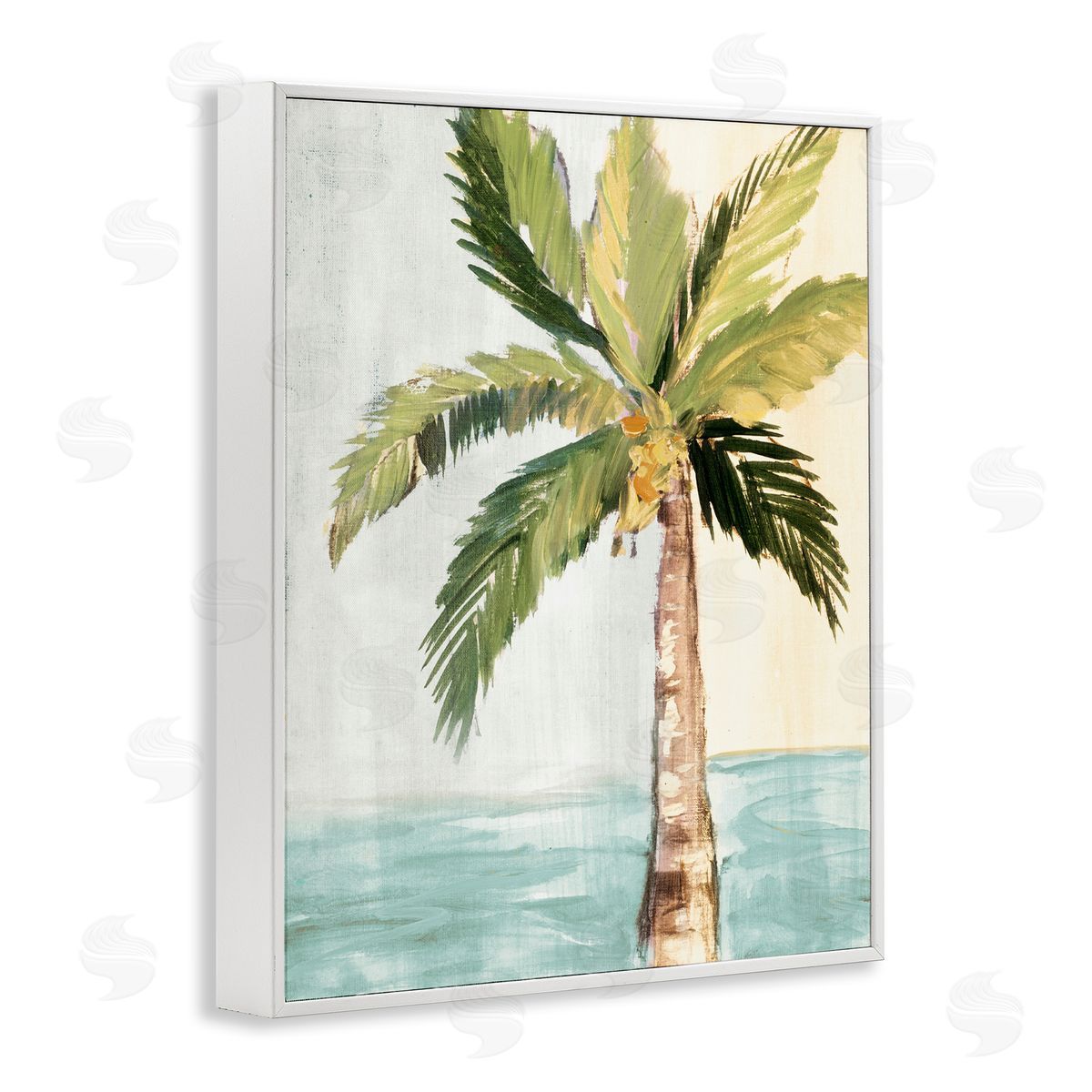 Robin Maria Palm Tree Leaves Tropical Summer Breeze Beach White Framed Giclee Wall Art Print
