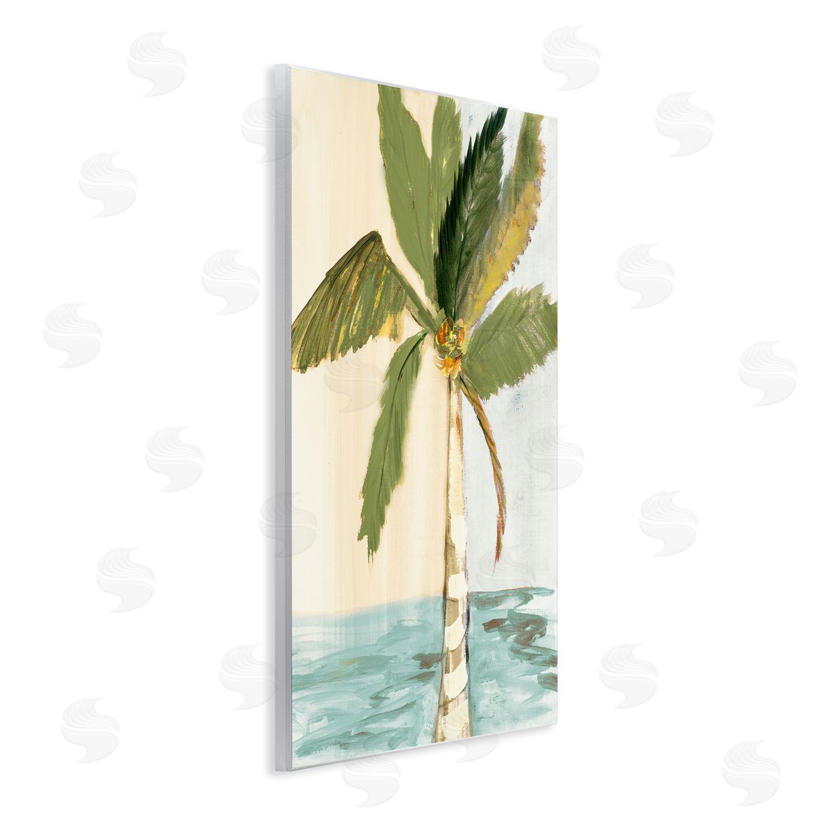 Robin Maria Green Palm Tree Leaves Coconuts Oceanfront Beach Wall Plaque Art Print