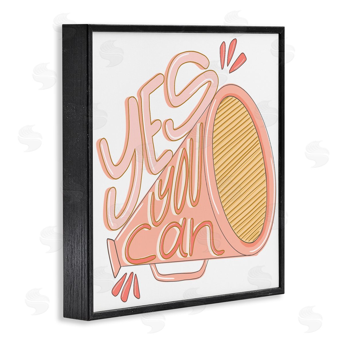 Anna Whitham Yes You Can Megaphone Cheerleader Shout Motivational Phrase Black Framed Glicee Wall Art Print