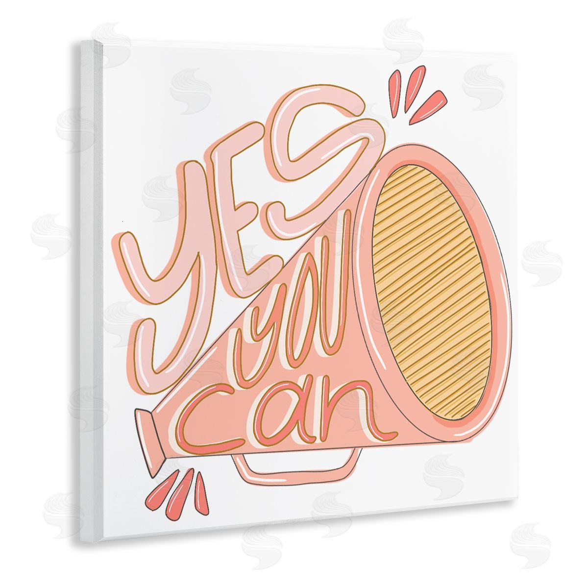 Anna Whitham Yes You Can Megaphone Cheerleader Shout Motivational Phrase Wooden Wall Plaque Art Print