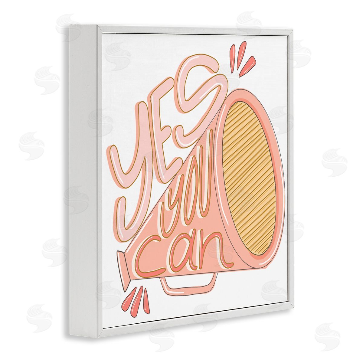 Anna Whitham Yes You Can Megaphone Cheerleader Shout Motivational Phrase White Framed Glicee Wall Art Print