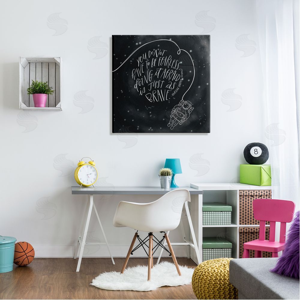 Rachel Nieman Motivational Brave Fearless Quote Astronaut Starry Sky  Canvas Wall Art in Room
