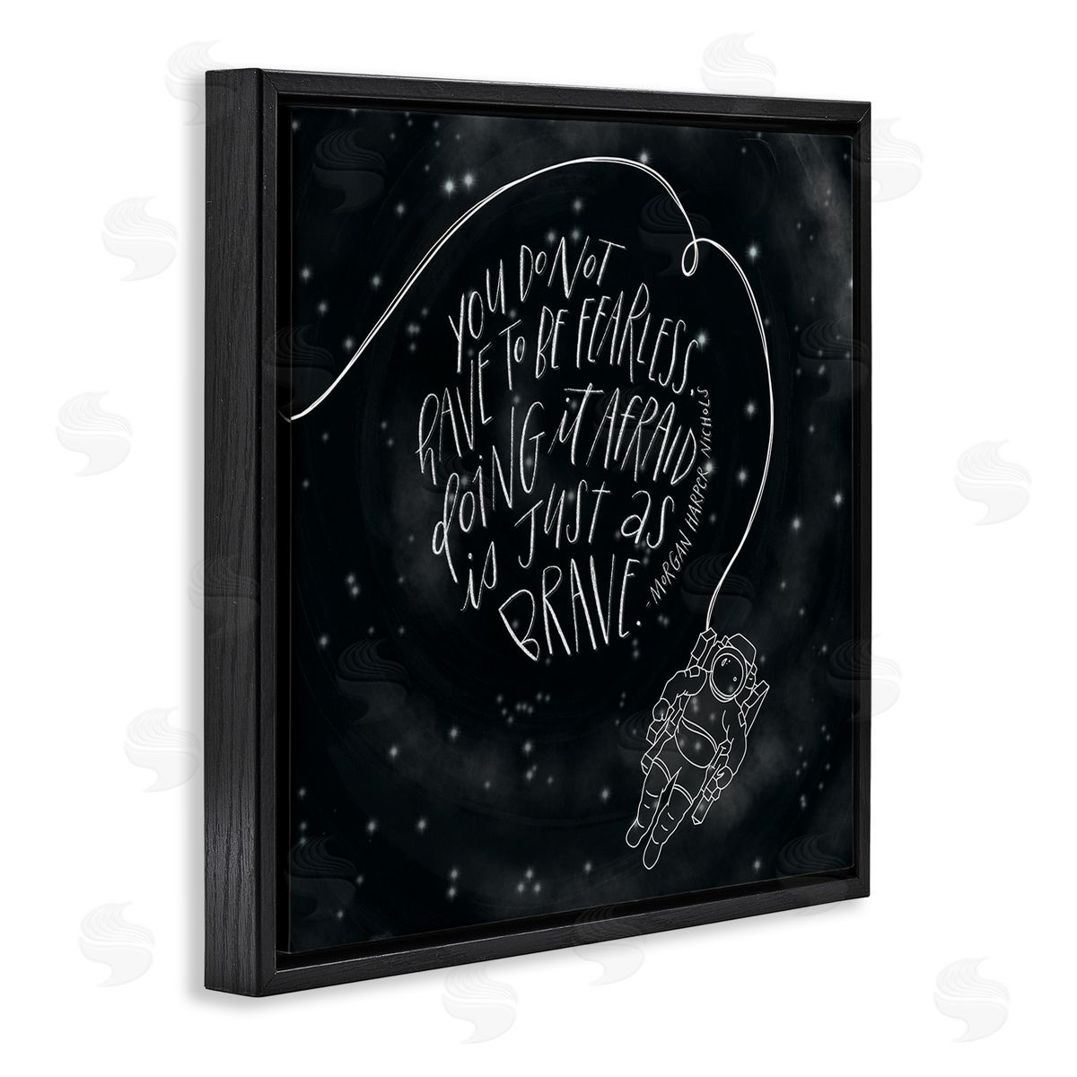 Rachel Nieman Motivational Brave Fearless Quote Astronaut Starry Sky  Black Floating Frame Canvas Wall Art Print