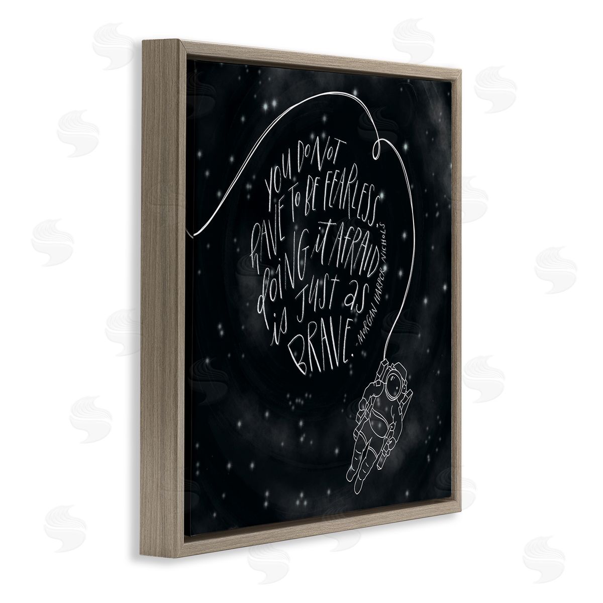 Rachel Nieman Motivational Brave Fearless Quote Astronaut Starry Sky  Brown Floating Frame Canvas Wall Art Print