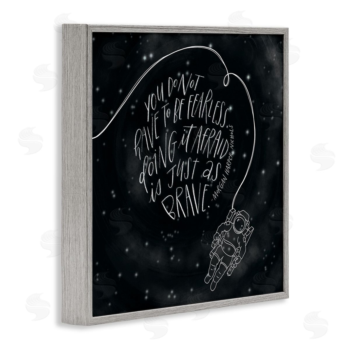 Rachel Nieman Motivational Brave Fearless Quote Astronaut Starry Sky  Gray Framed Glicee Wall Art Print
