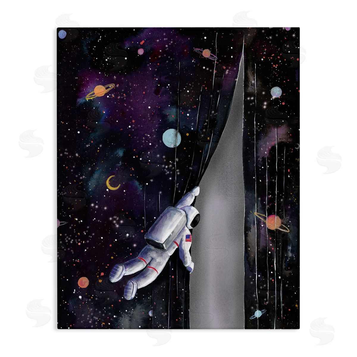 Rachel Nieman Astronaut Opening Galaxy Surreal Universe Planets Stars Stretched Canvas Wall Art Print