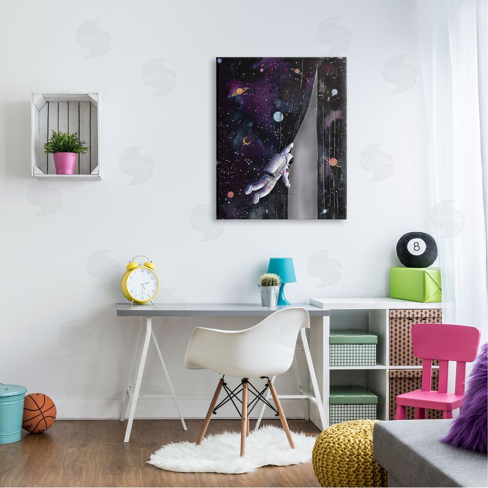 Rachel Nieman Astronaut Opening Galaxy Surreal Universe Planets Stars Canvas Wall Art Print in Room