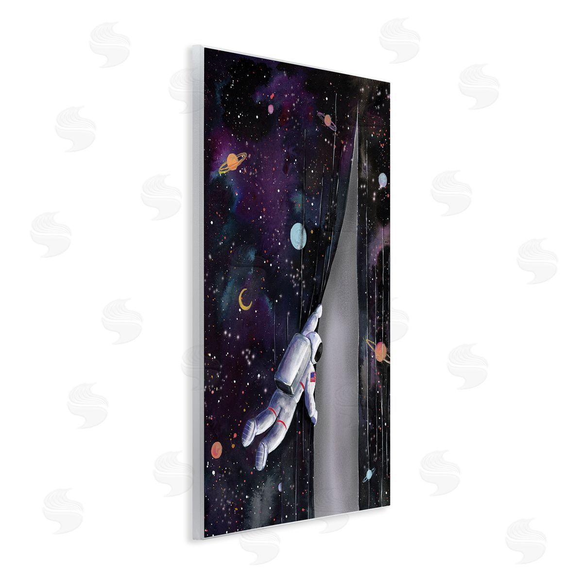 Rachel Nieman Astronaut Opening Galaxy Surreal Universe Planets Stars Wall Plaque Art Print