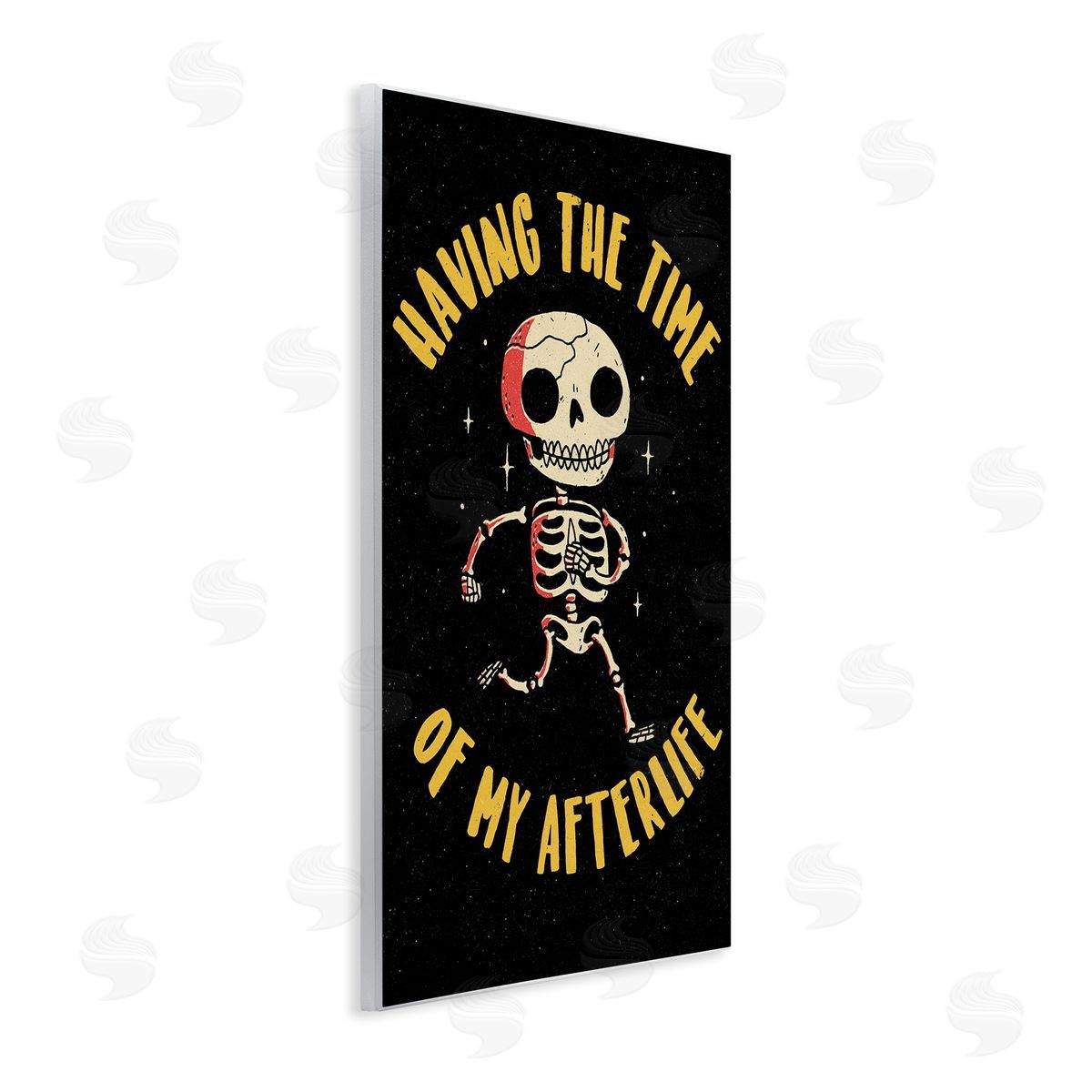 Michael Buxton Time Of My Afterlife Witty Skeleton Smiling Sparkles  Wall Plaque Art Print