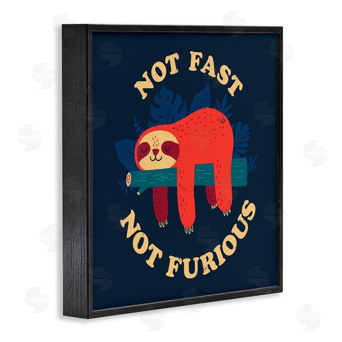 Michael Buxton Not Fast Furious Sleepy Orange Sloth Perched Branch  Black Framed Glicee Wall Art Print