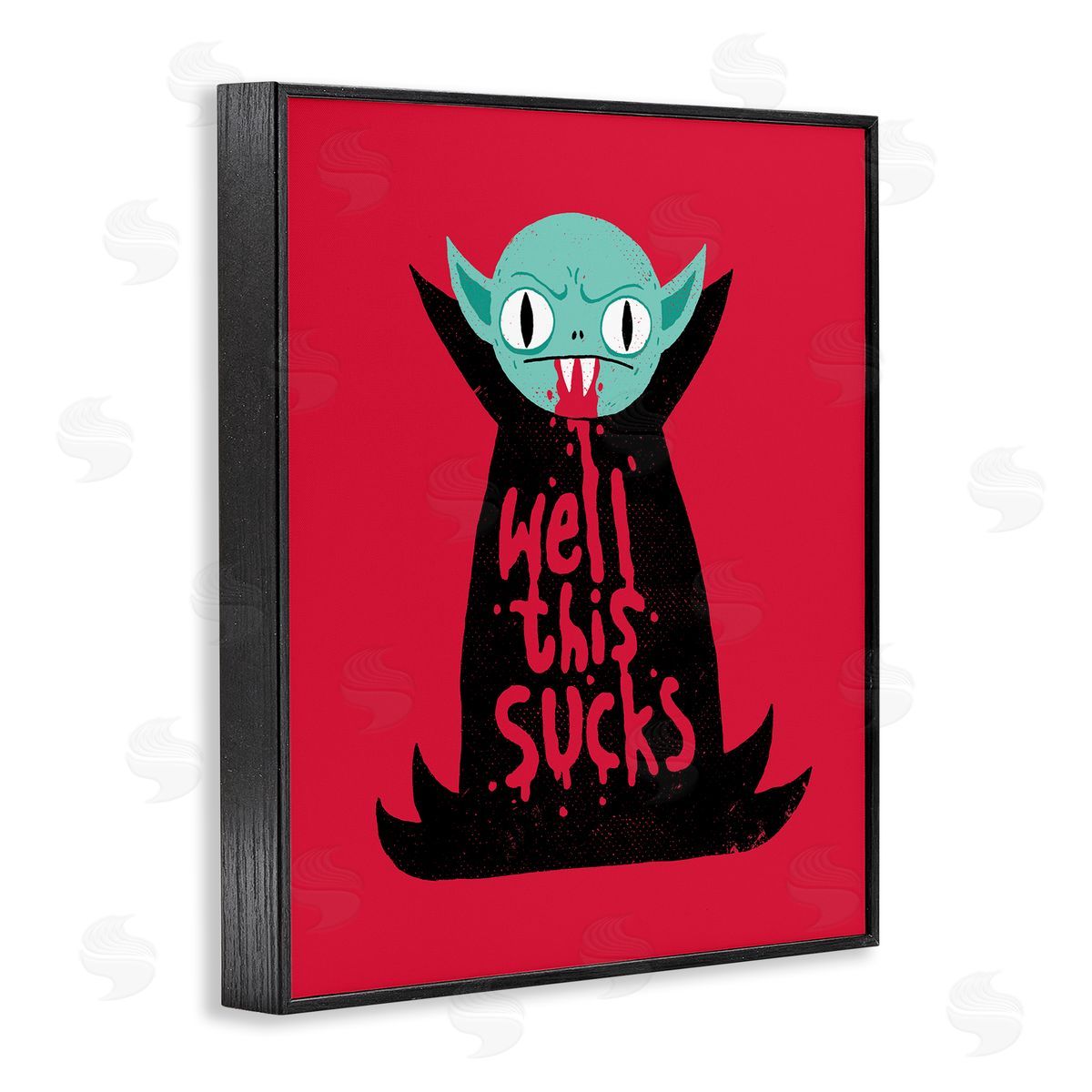 Michael Buxton Well This Sucks Vampire Drinking Blood Witty Phrase Black Framed Giclee Wall Art Print