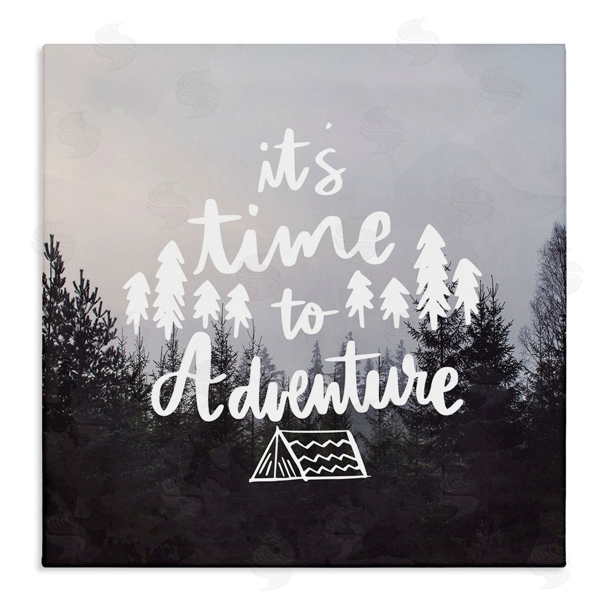 Anne Bailey Time To Adventure Woodlands Camping Tent Calligraphy Accent Stretched Canvas Wall Art Print