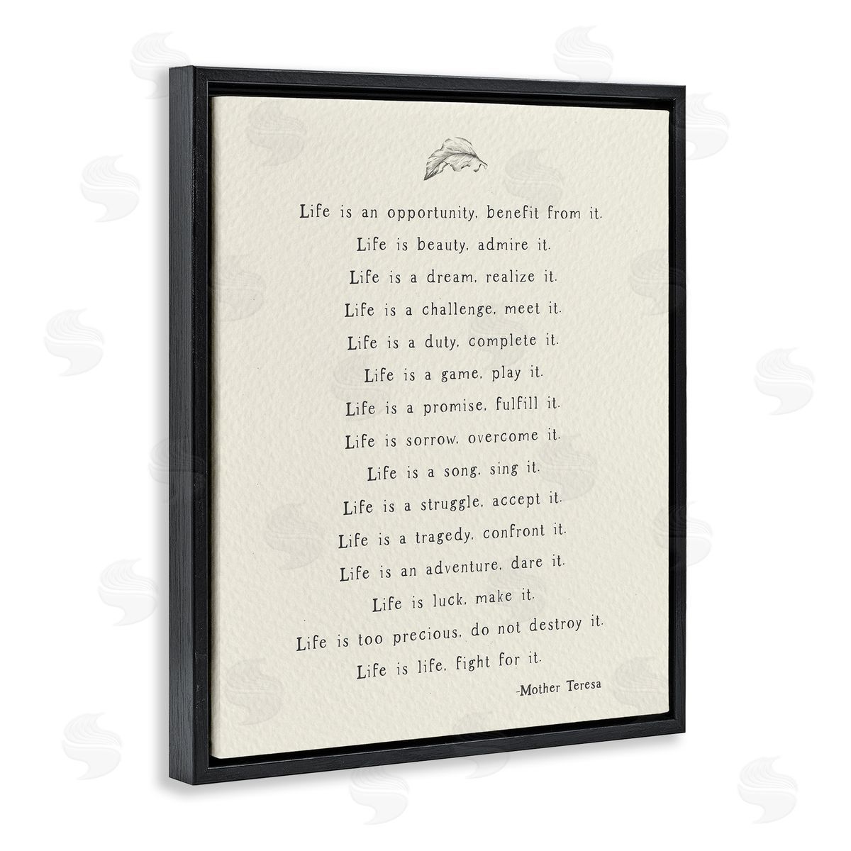 Uplifting Spiritual Mother Theresa Quote Black Floating Frame Canvas Wall Art, Home Decor by Amy Brinkman