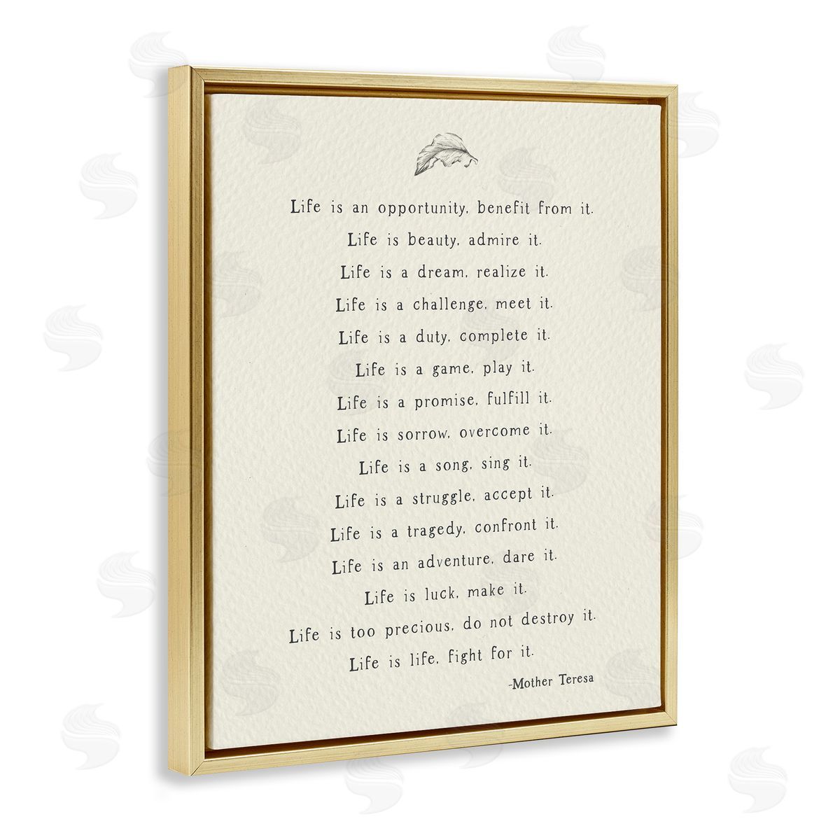 Uplifting Spiritual Mother Theresa Quote Gold Floating Frame Canvas Wall Art, Home Decor by Amy Brinkman