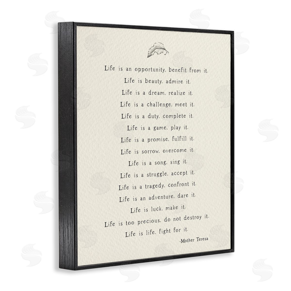 Uplifting Spiritual Mother Theresa Quote Black Frame Print Wall Art, Home Decor by Amy Brinkman