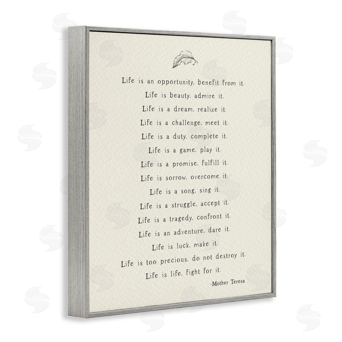 Uplifting Spiritual Mother Theresa Quote Grey Frame Print Wall Art, Home Decor by Amy Brinkman