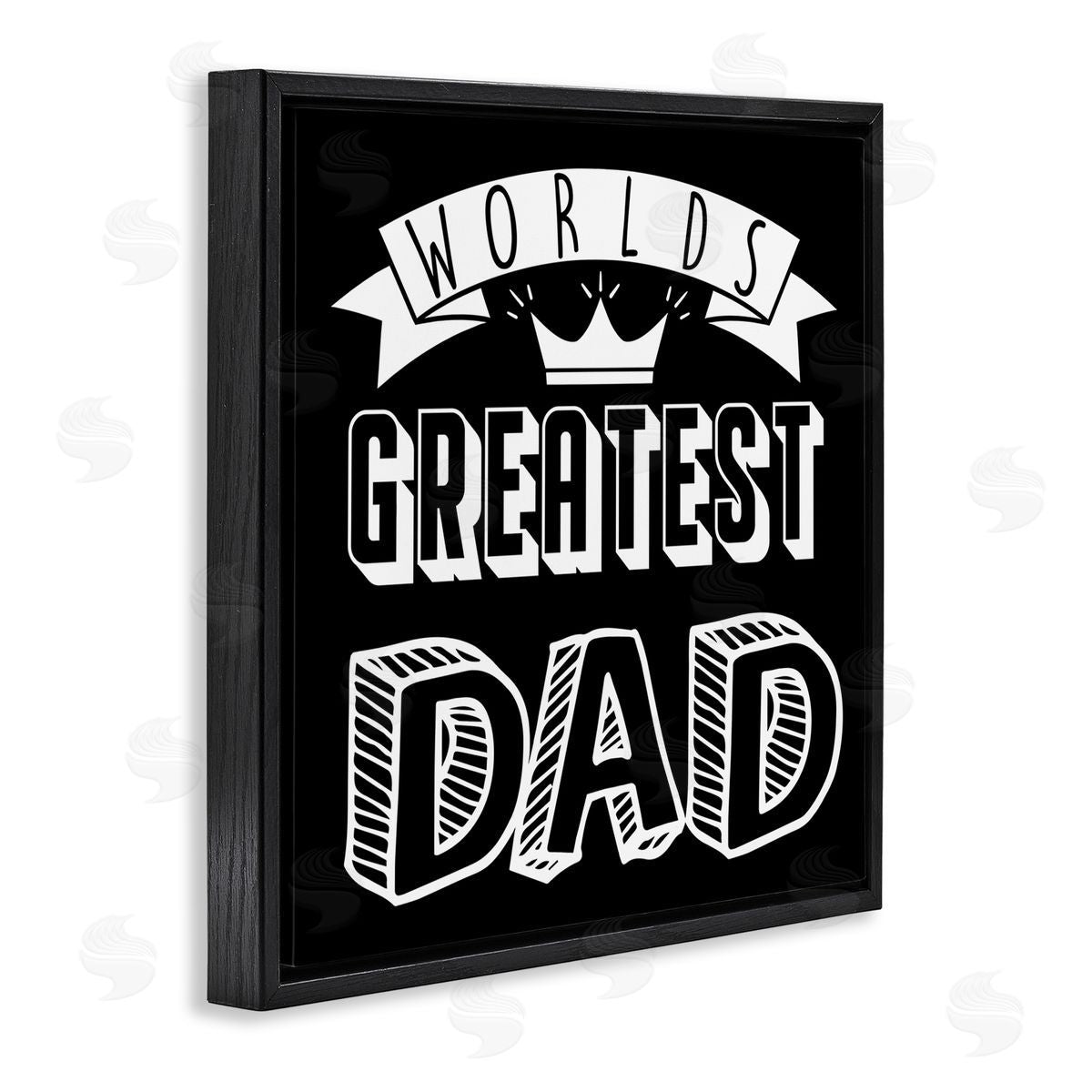 Marcus Prime Worlds Greatest Dad Cool Varied Typography Crown Design Black Floating Frame Canvas Wall Art Print