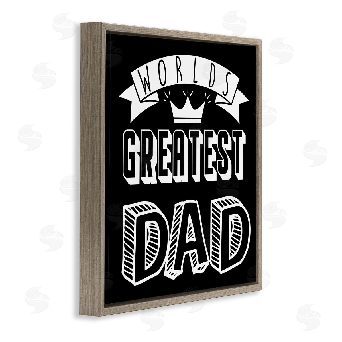 Marcus Prime Worlds Greatest Dad Cool Varied Typography Crown Design Brown Floating Frame Canvas Wall Art Print