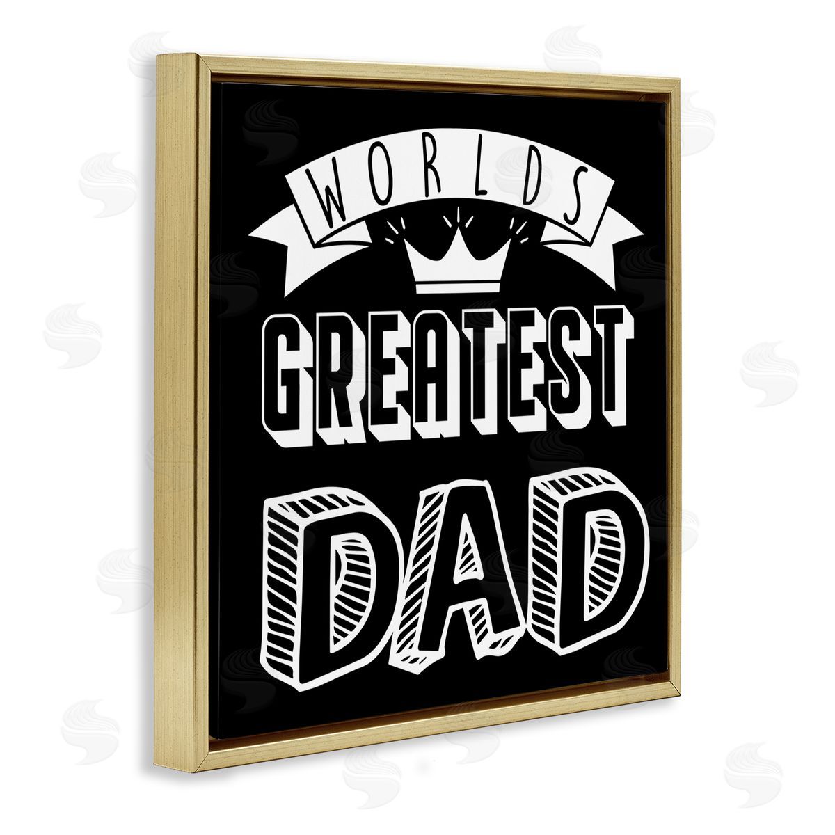 Marcus Prime Worlds Greatest Dad Cool Varied Typography Crown Design Gold Floating Frame Canvas Wall Art Print
