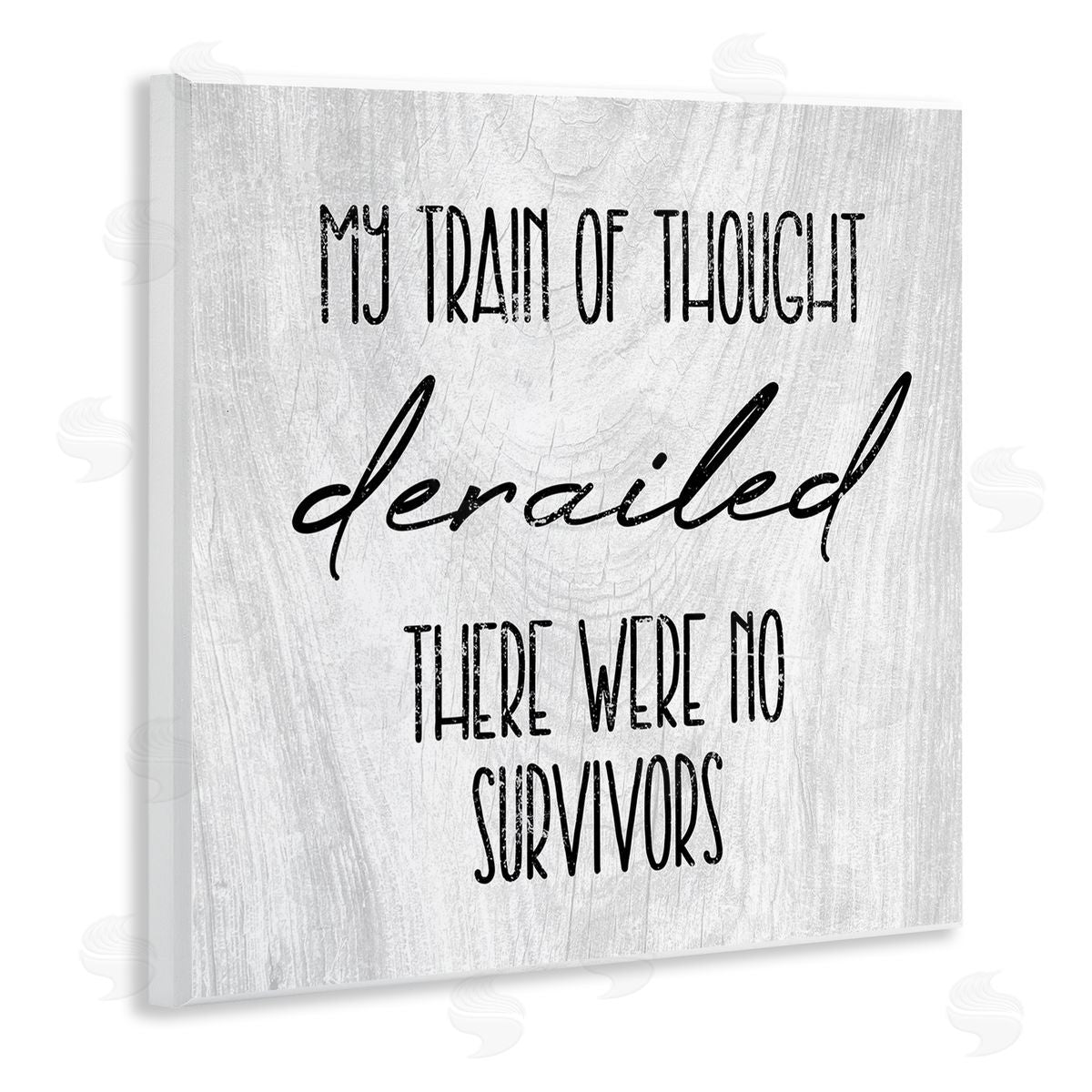 Stupell Studio Train Of Thought Witty Quote Rustic Pattern Background Wooden Wall Plaque Art Print