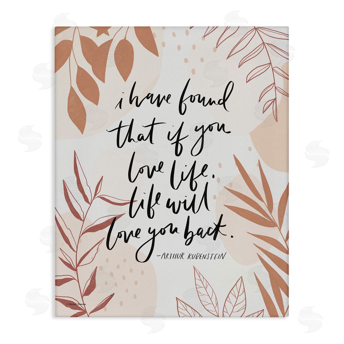 Rachel Nieman Meaningful Love Life Calligraphy Botanical Patterned  Stretched Canvas Wall Art Print